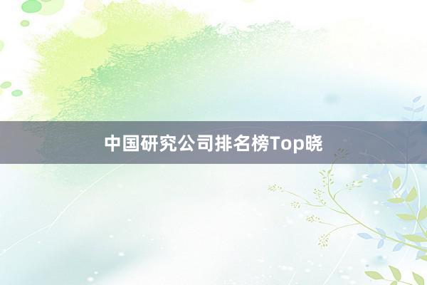 中国研究公司排名榜Top晓