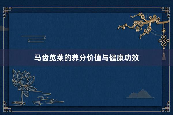 马齿苋菜的养分价值与健康功效